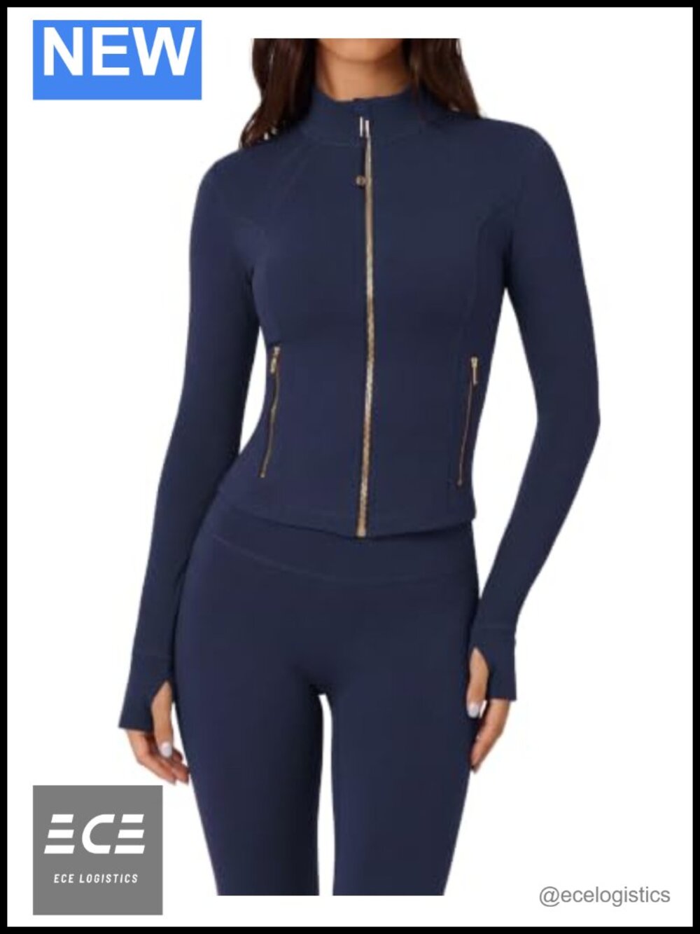 Women 2 Piece Workout Set Full Zip Jacket High Waisted Leggings Slim Fit